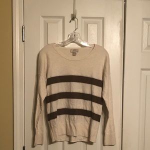 Cream with brown & silver stripe sweater